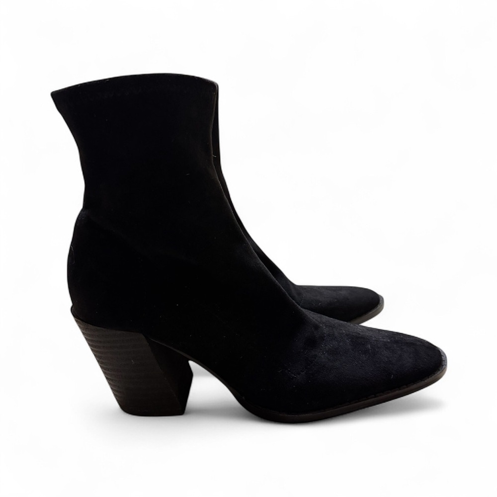 Charles by Charles David Black Suede Sock Booties Women’s Size 8M Block Heel